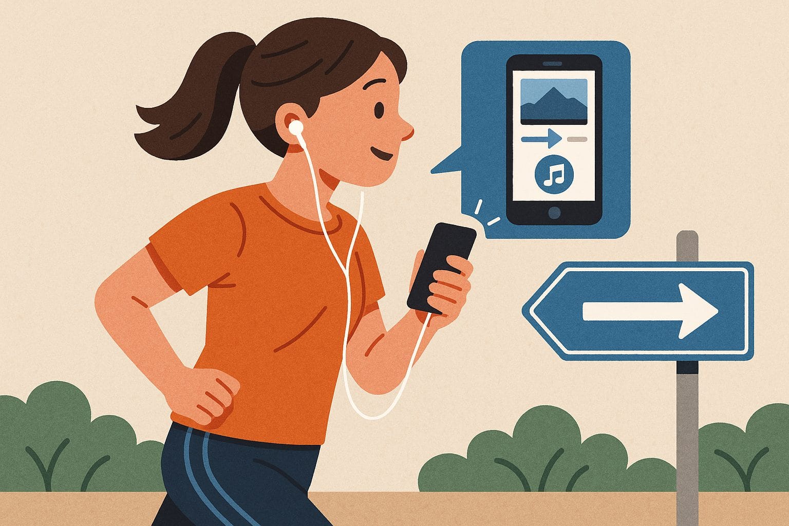 ジョギング中の女性と音楽