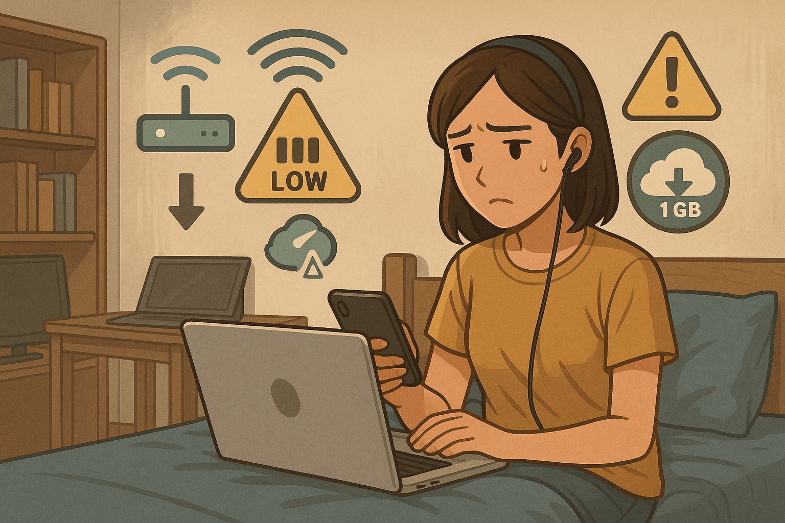 ビデオ視聴中の学生の心配