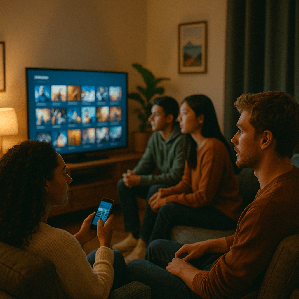 テレビの前でくつろぐ友達