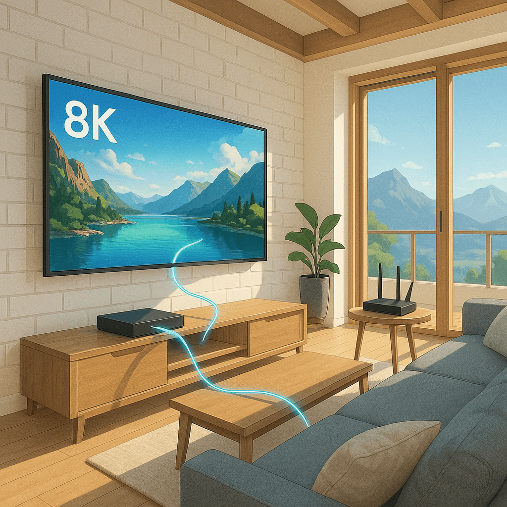 スカンジナビア風リビングと8K映像