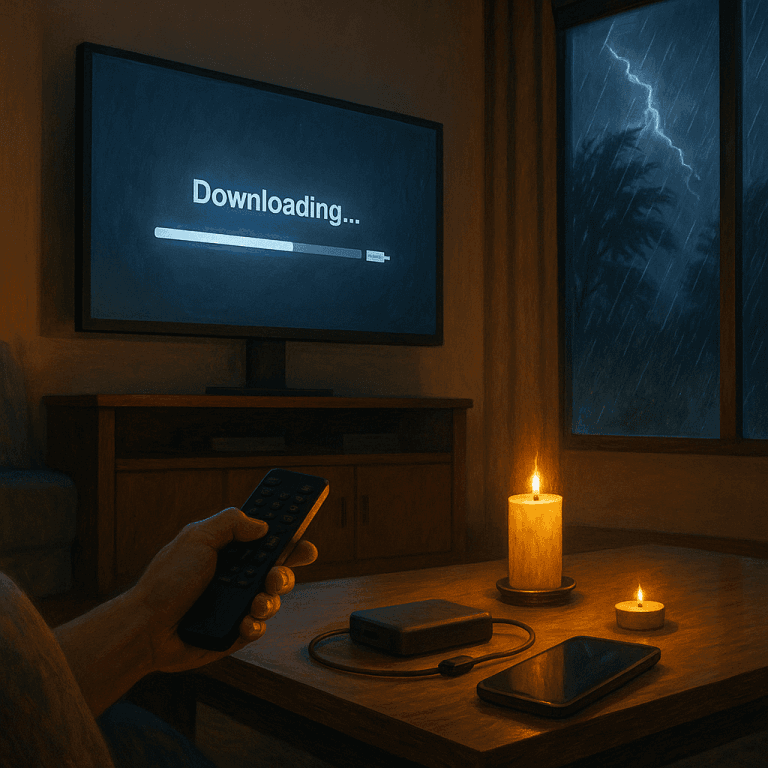 嵐の夜のリビングルーム