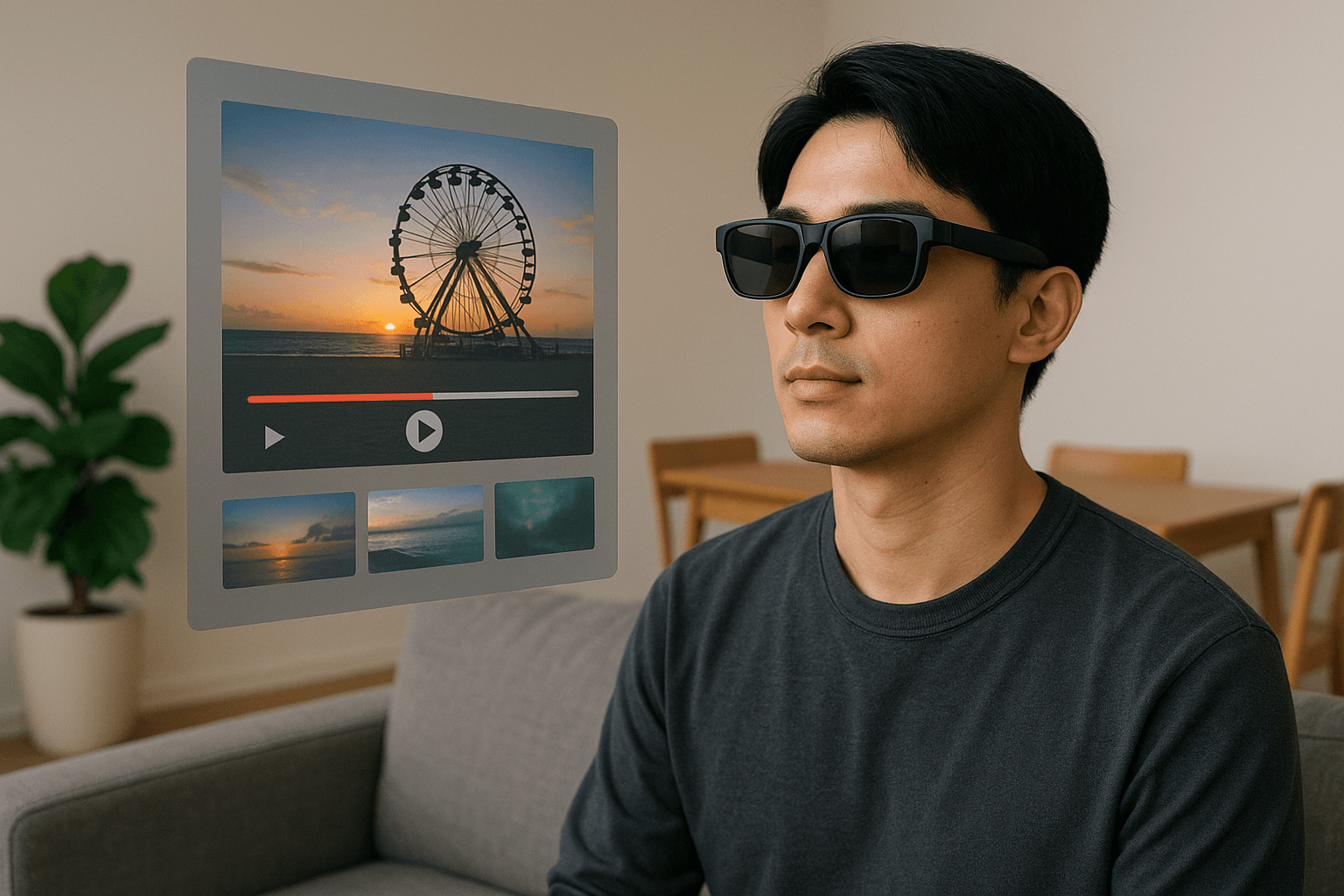 デジタル体験と夕日