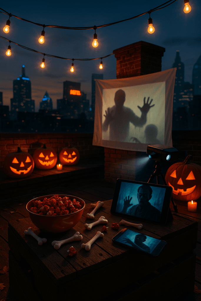 ハロウィン夜の屋上映画会