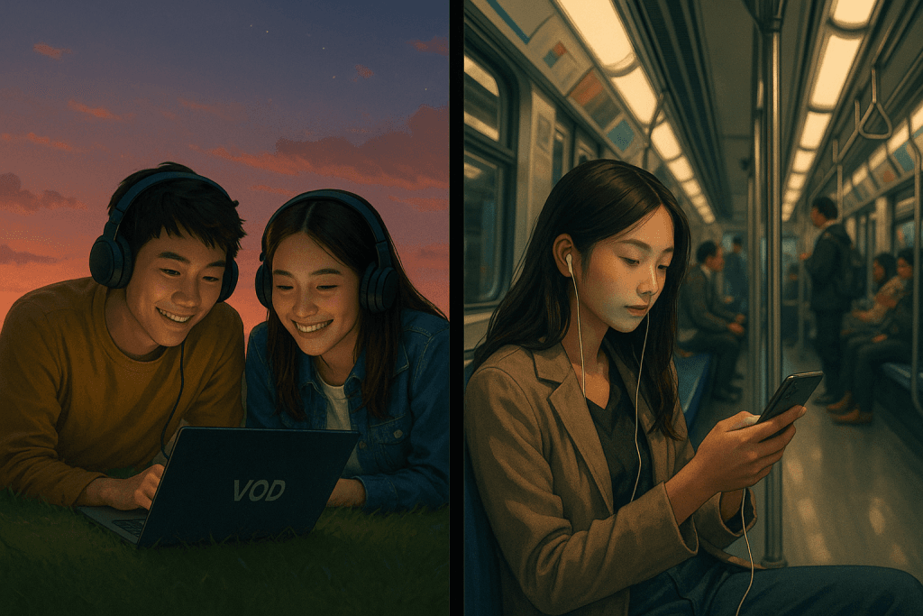 夕暮れのひとときと都市の中