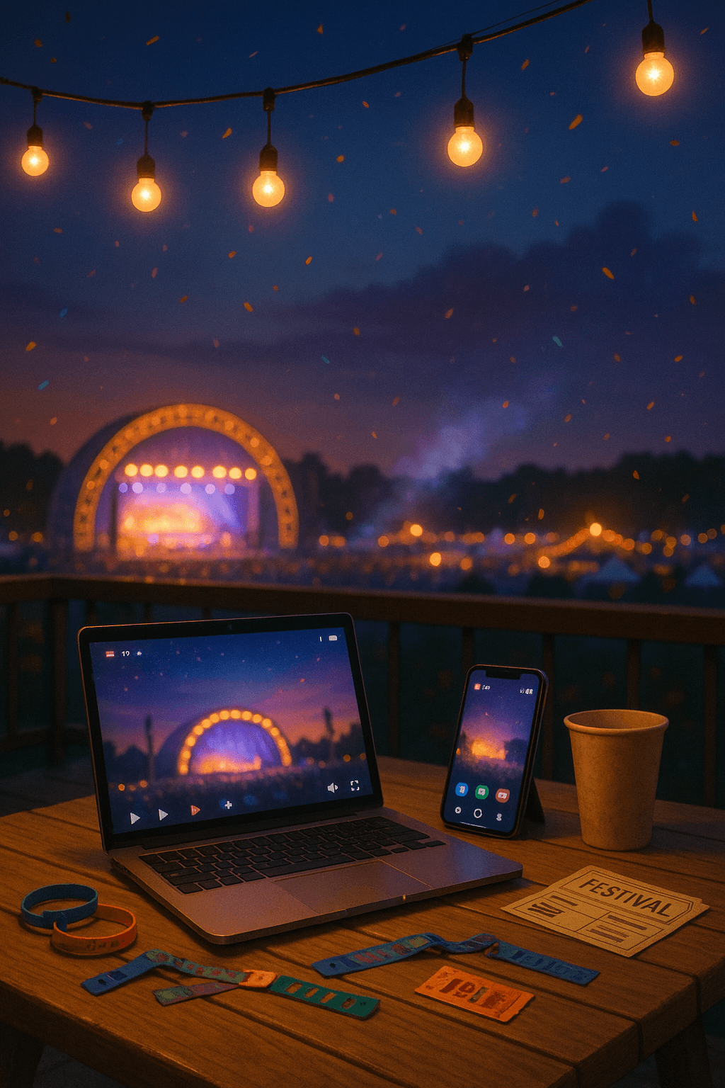 夕暮れのフェスティバルとライブストリーミング