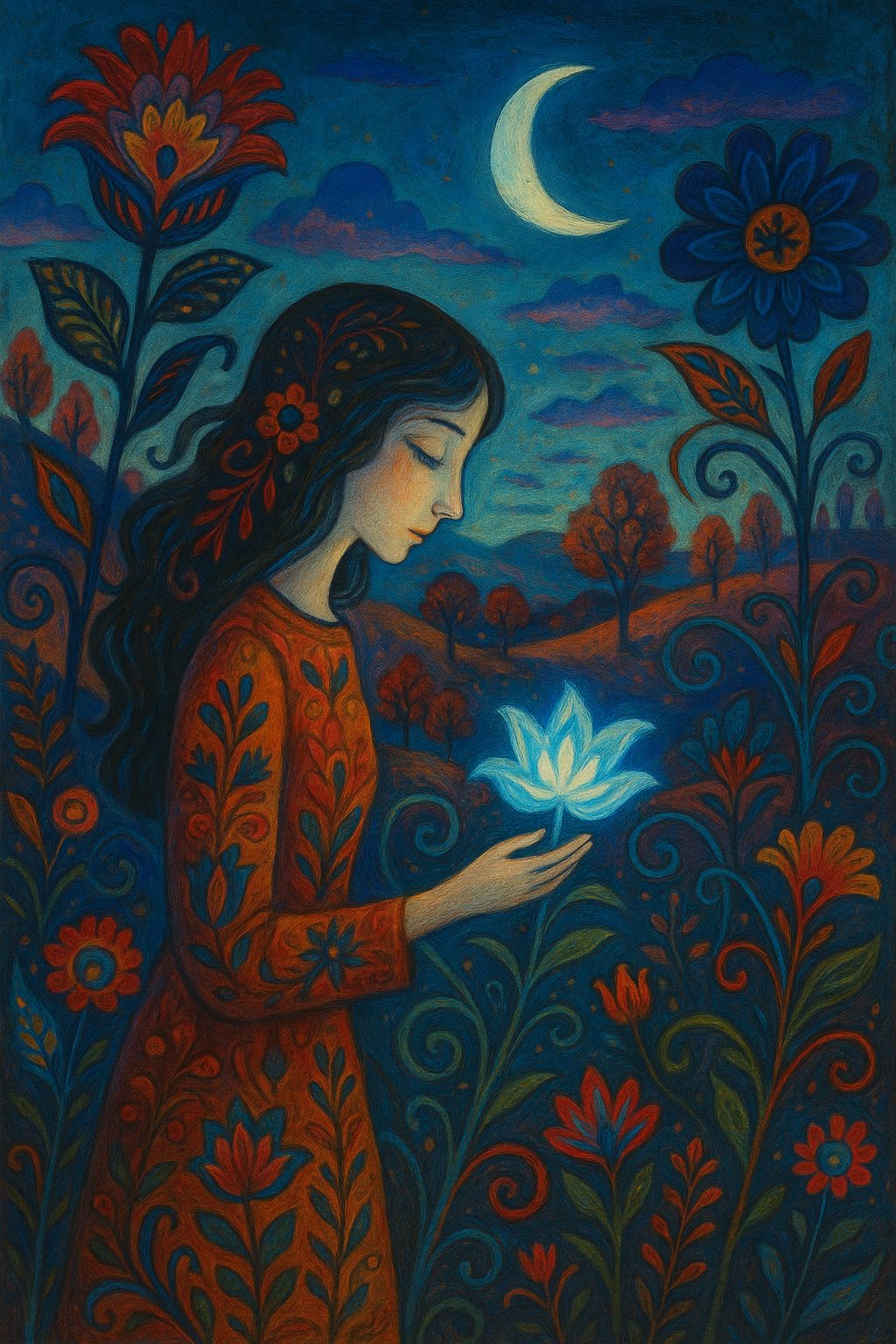 月夜の花とともに