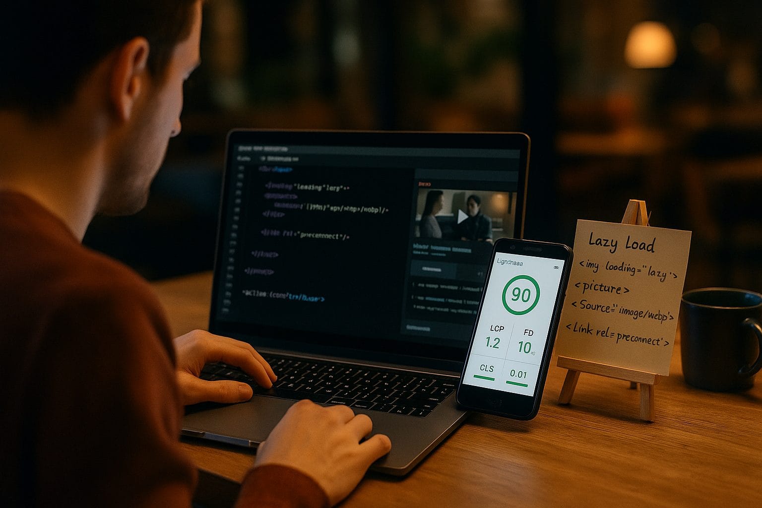 夜のカフェでコーディング