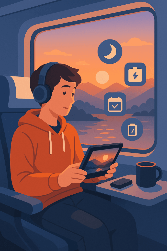 朝日の中の高速列車の旅