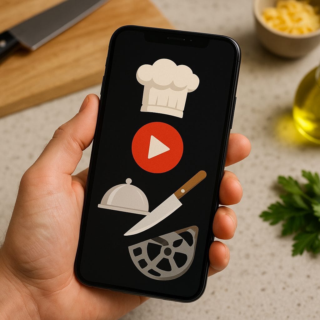 料理動画のクローズアップ