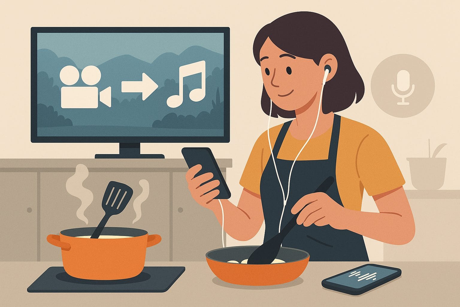 キッチンで音楽を楽しむ料理