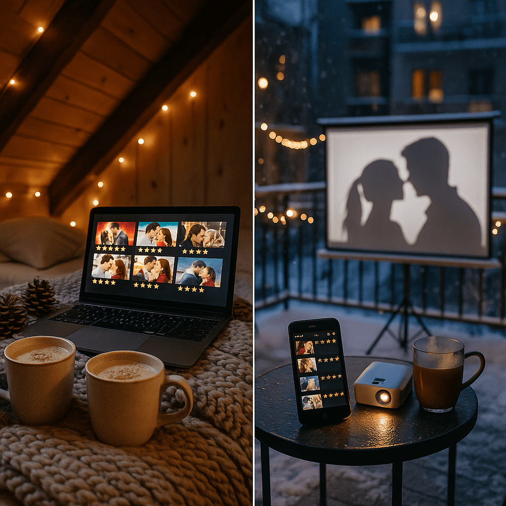 冬の夜のロマンティックシーン