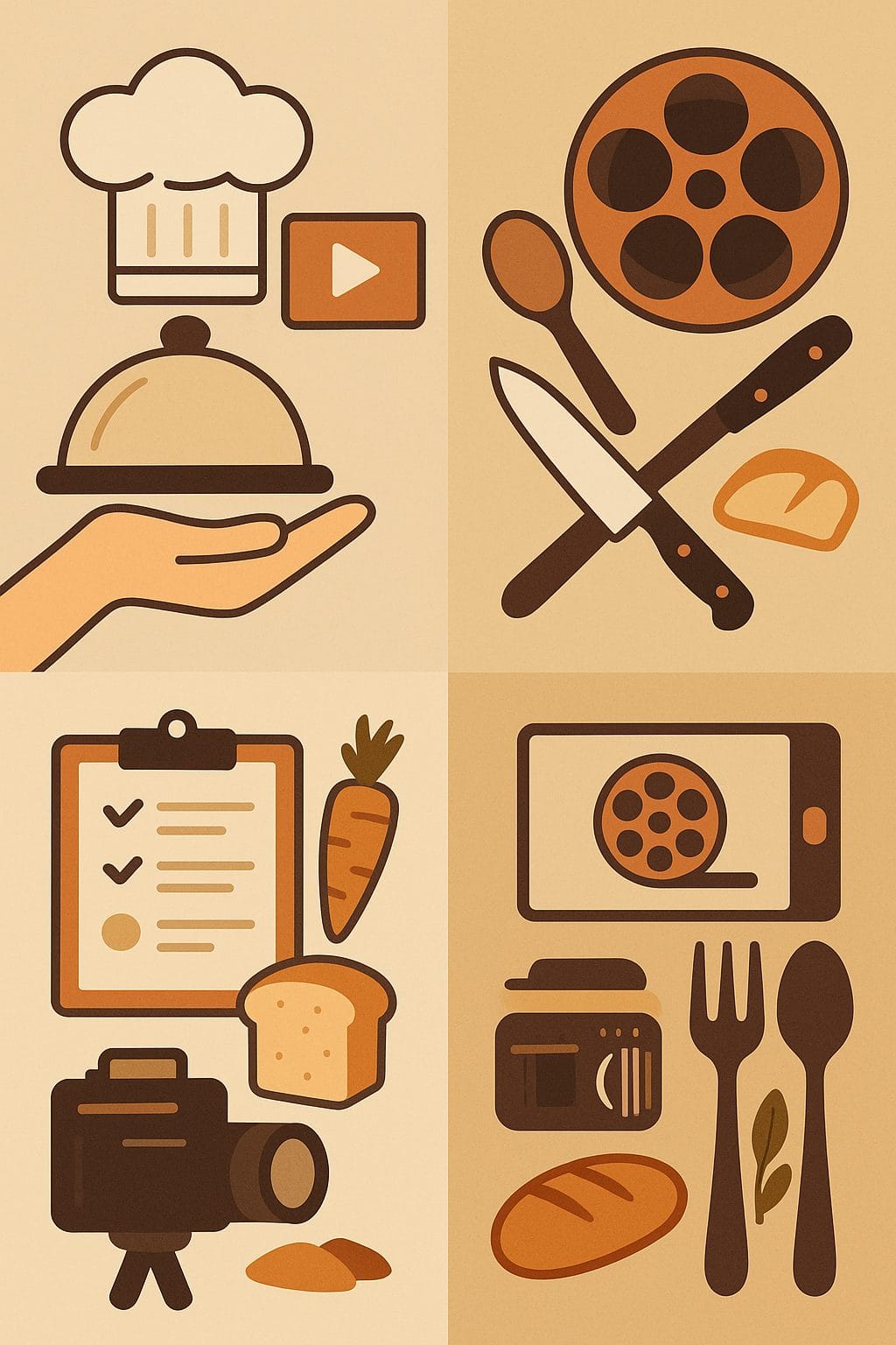 料理と映画のコラージュ