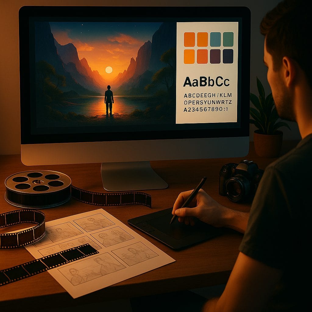 創作スペースと夕日の風景