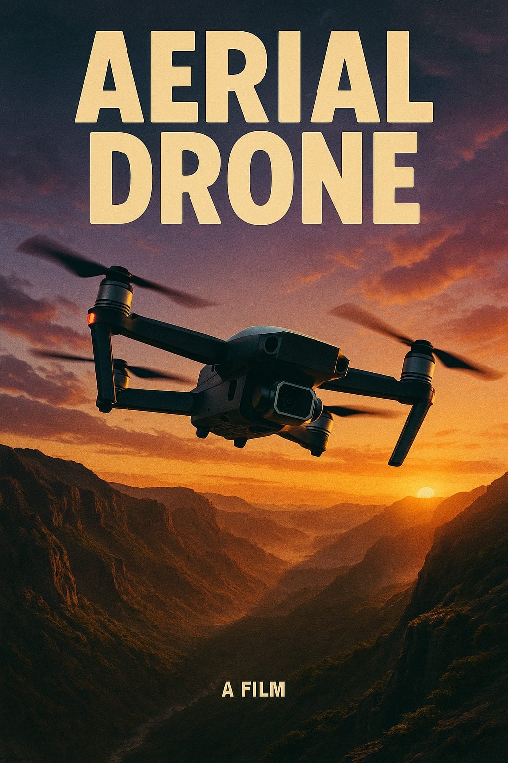 ドローンと夕日が照らす崖