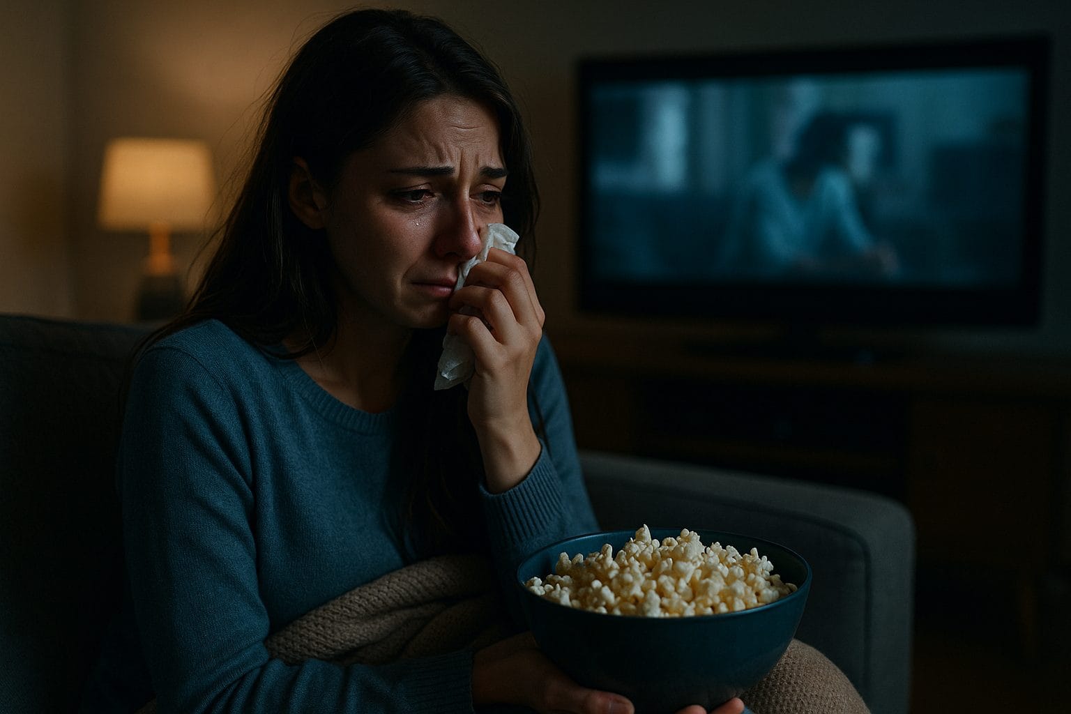 涙を流す夜の映画タイム