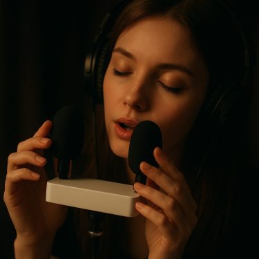 ASMRコンテンツ制作の女性