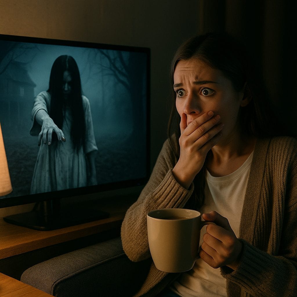 夜のホラー映画観賞