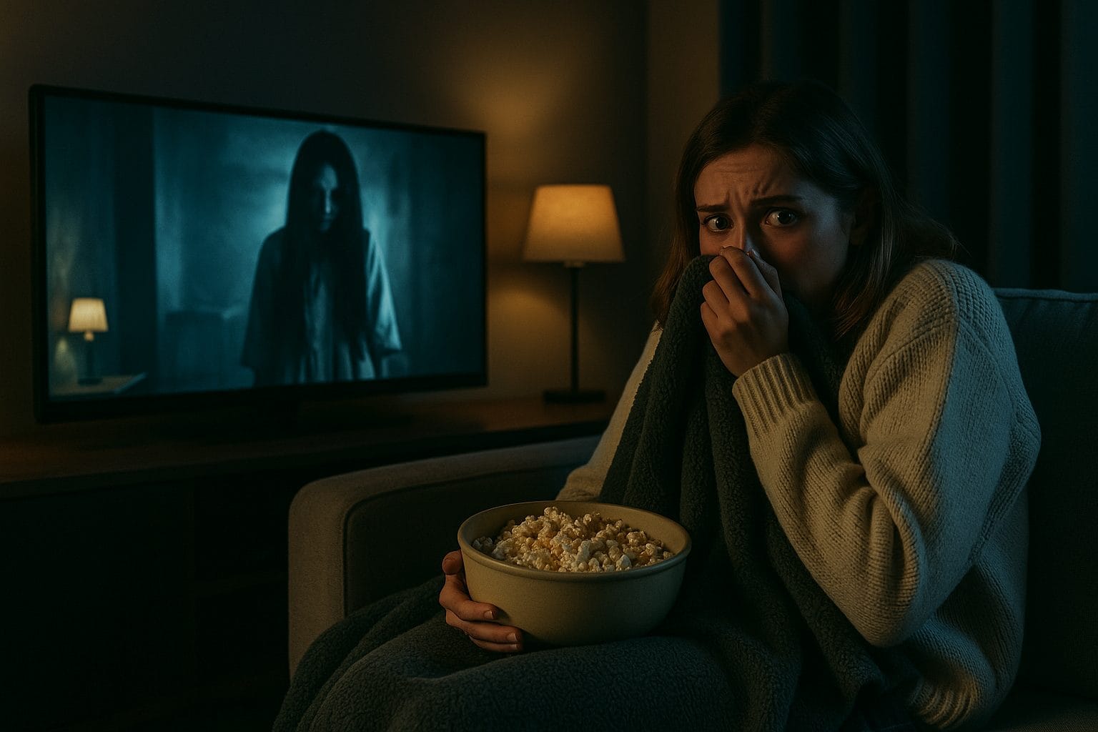 夜の恐怖映画鑑賞