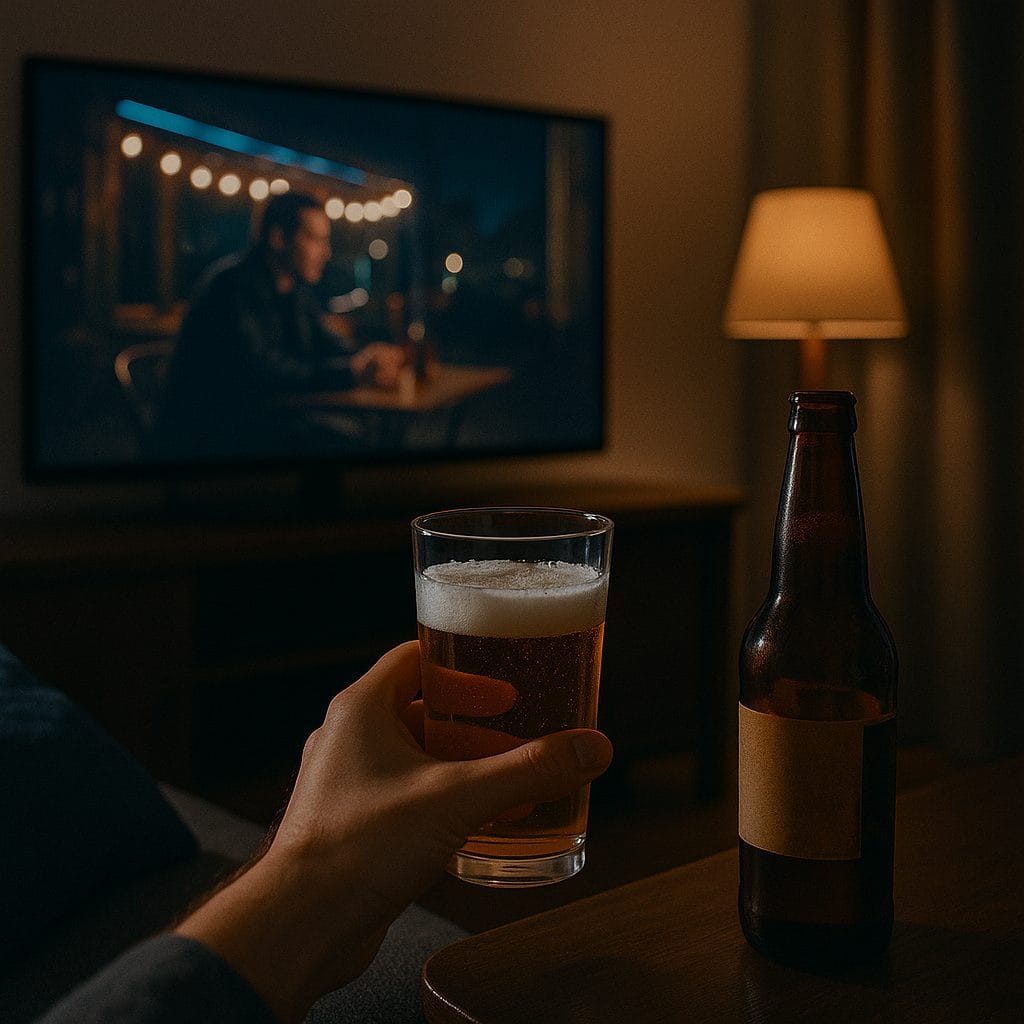 夜の映画とビールのひと時