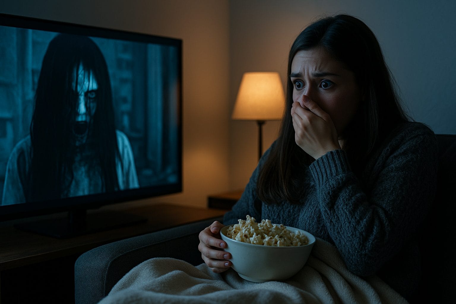 ホラー映画の夜の緊張感
