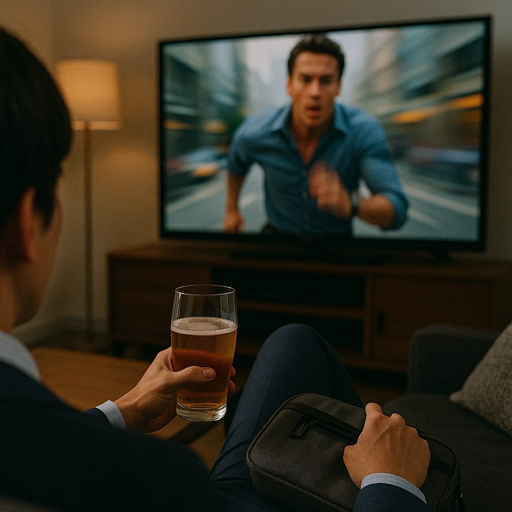 夕方のリラックスした映画観賞