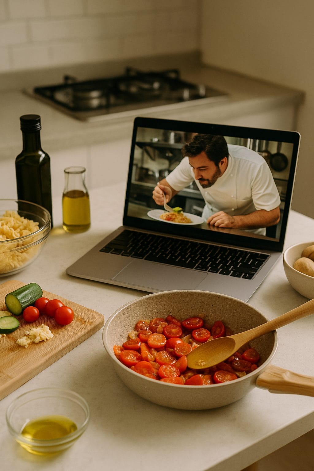 キッチンでの料理シーン