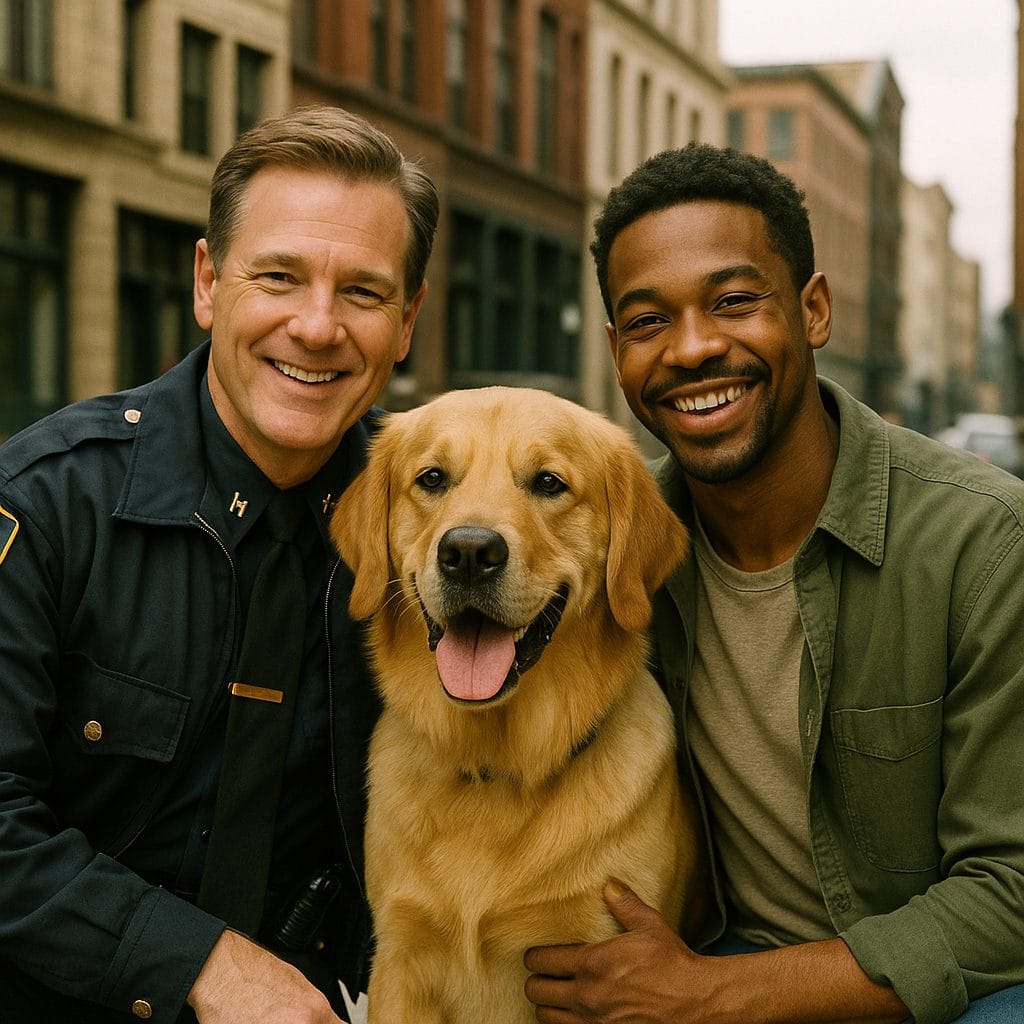 仲間たちと街の風景