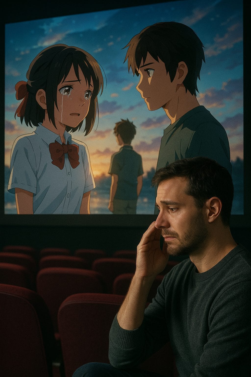 涙を流すアニメの情景