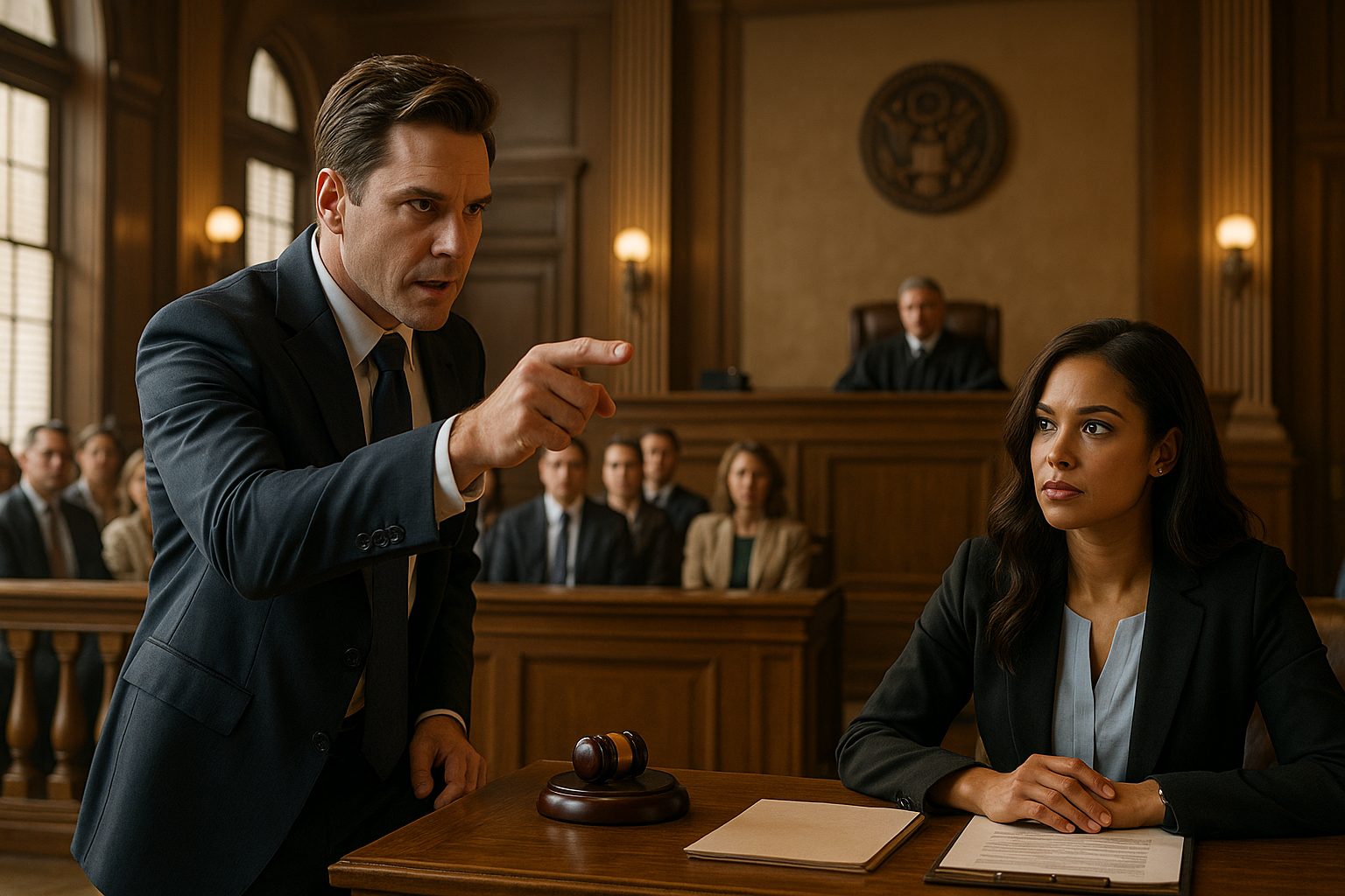 法廷での緊張した瞬間