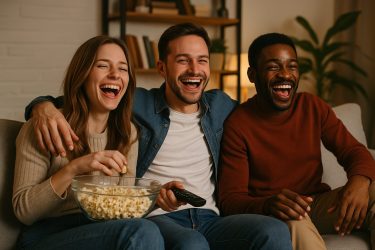 笑顔の友達と楽しい時間