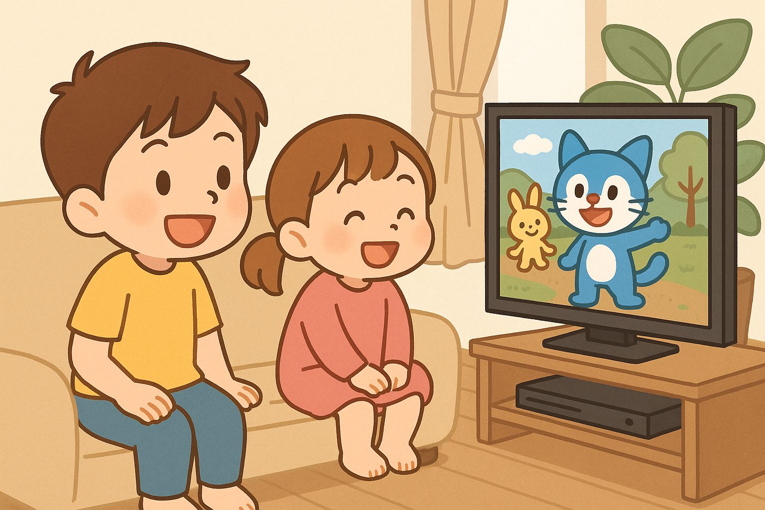 テレビの前で楽しむ子どもたち