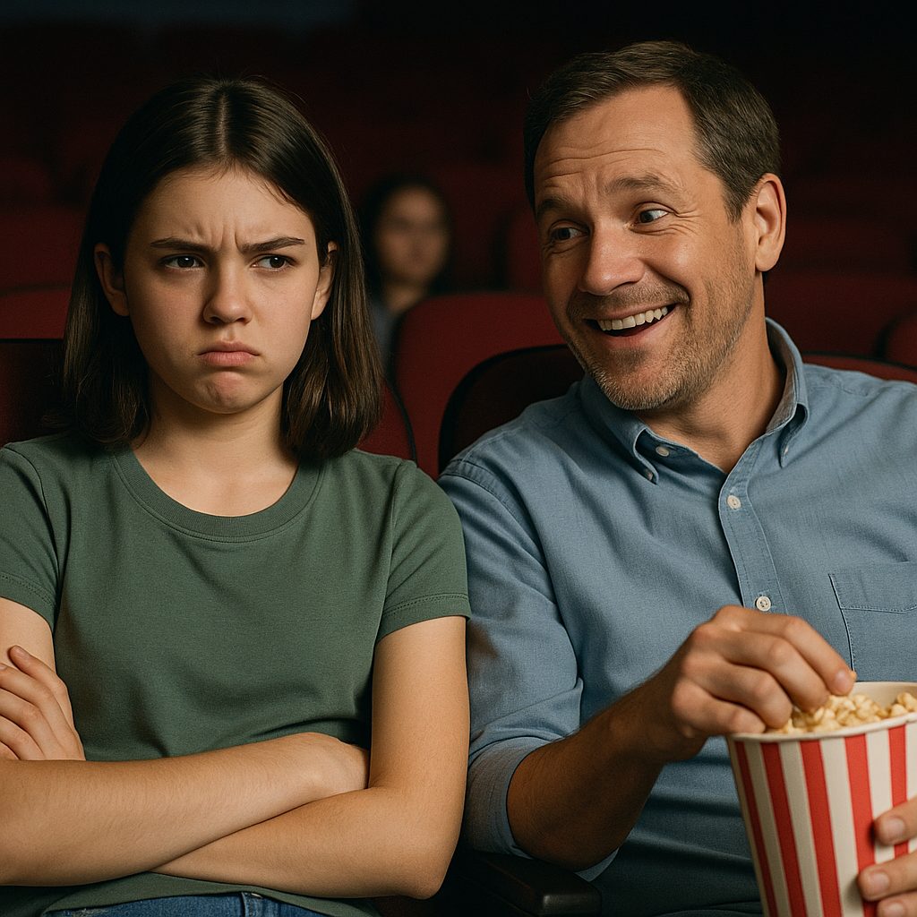 映画館での父と娘