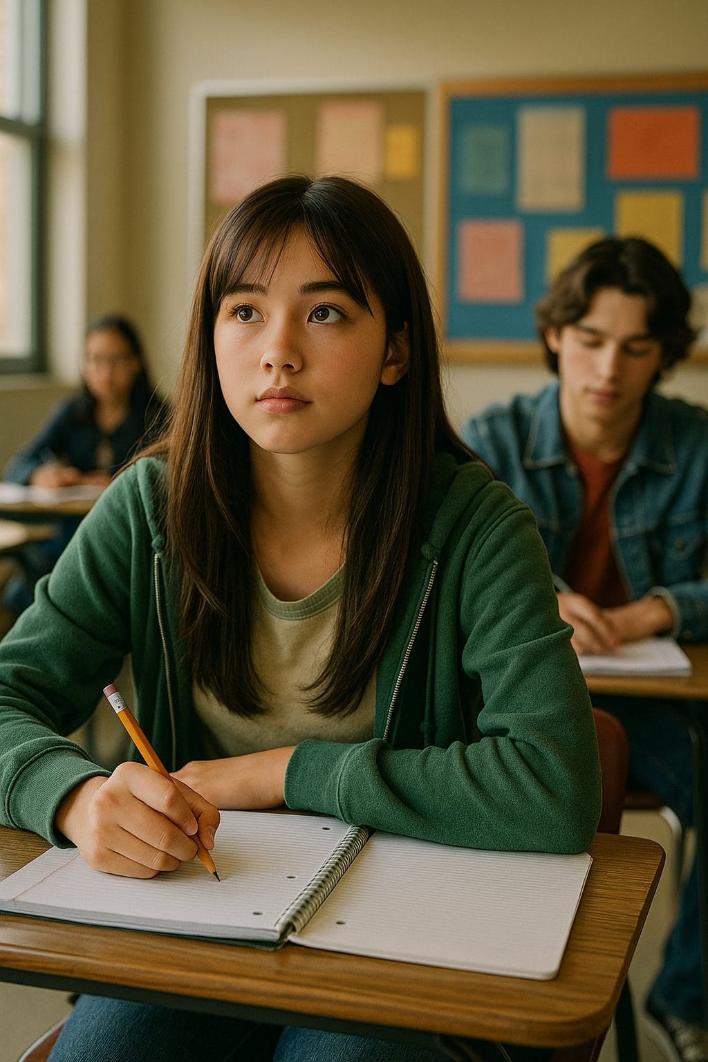 教室の中の静かな瞬間