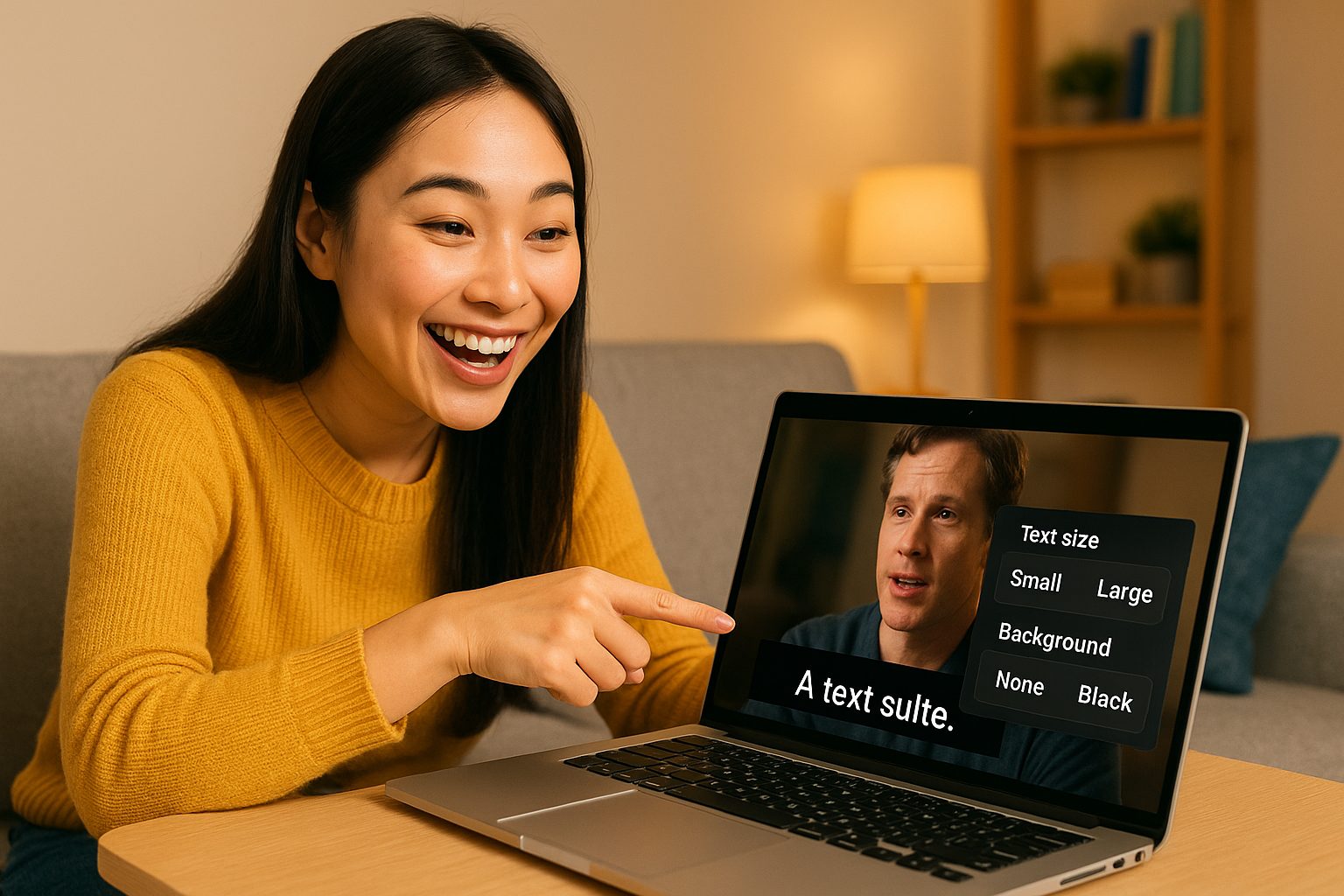 笑顔と字幕設定の調整