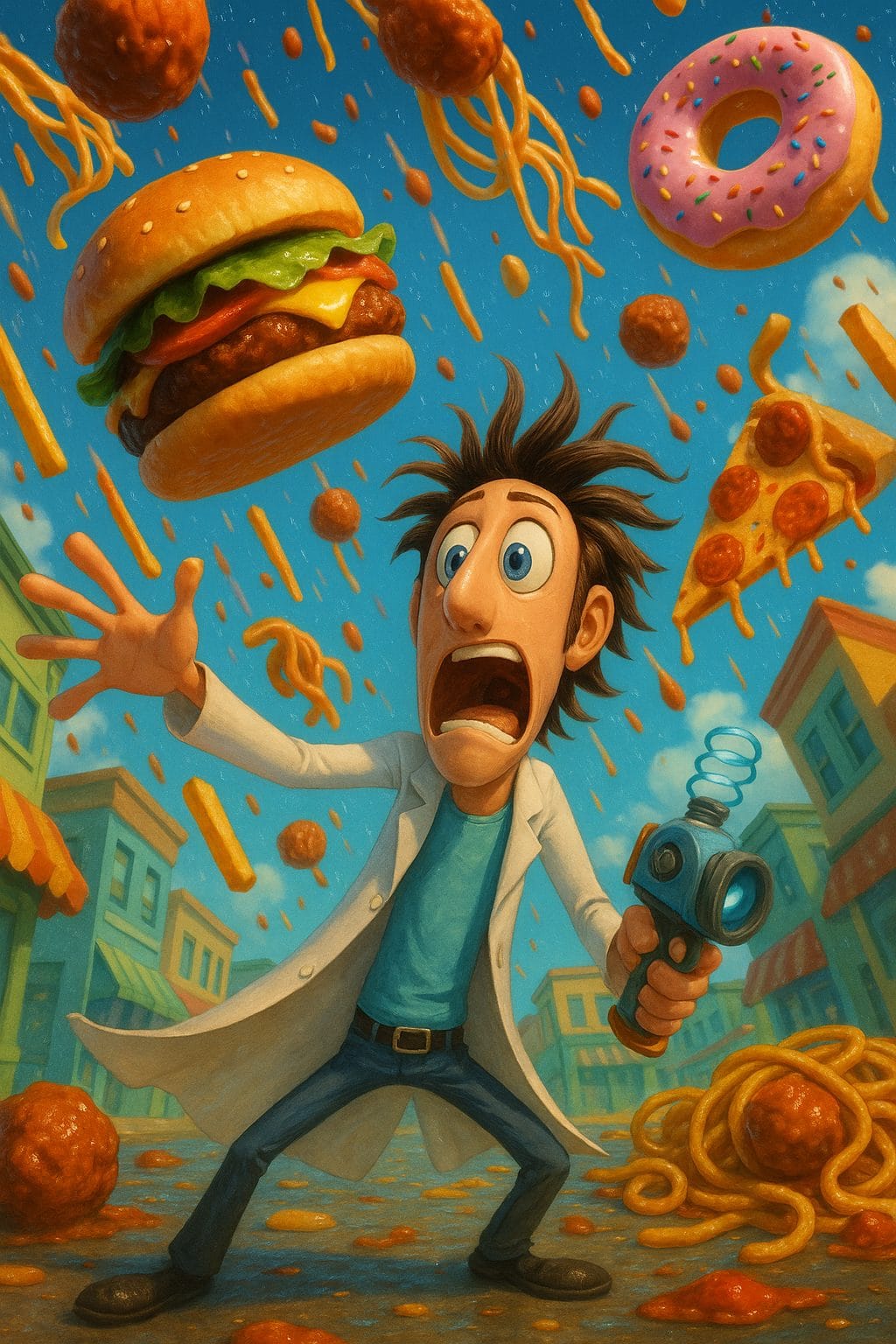 巨大な食べ物の雨