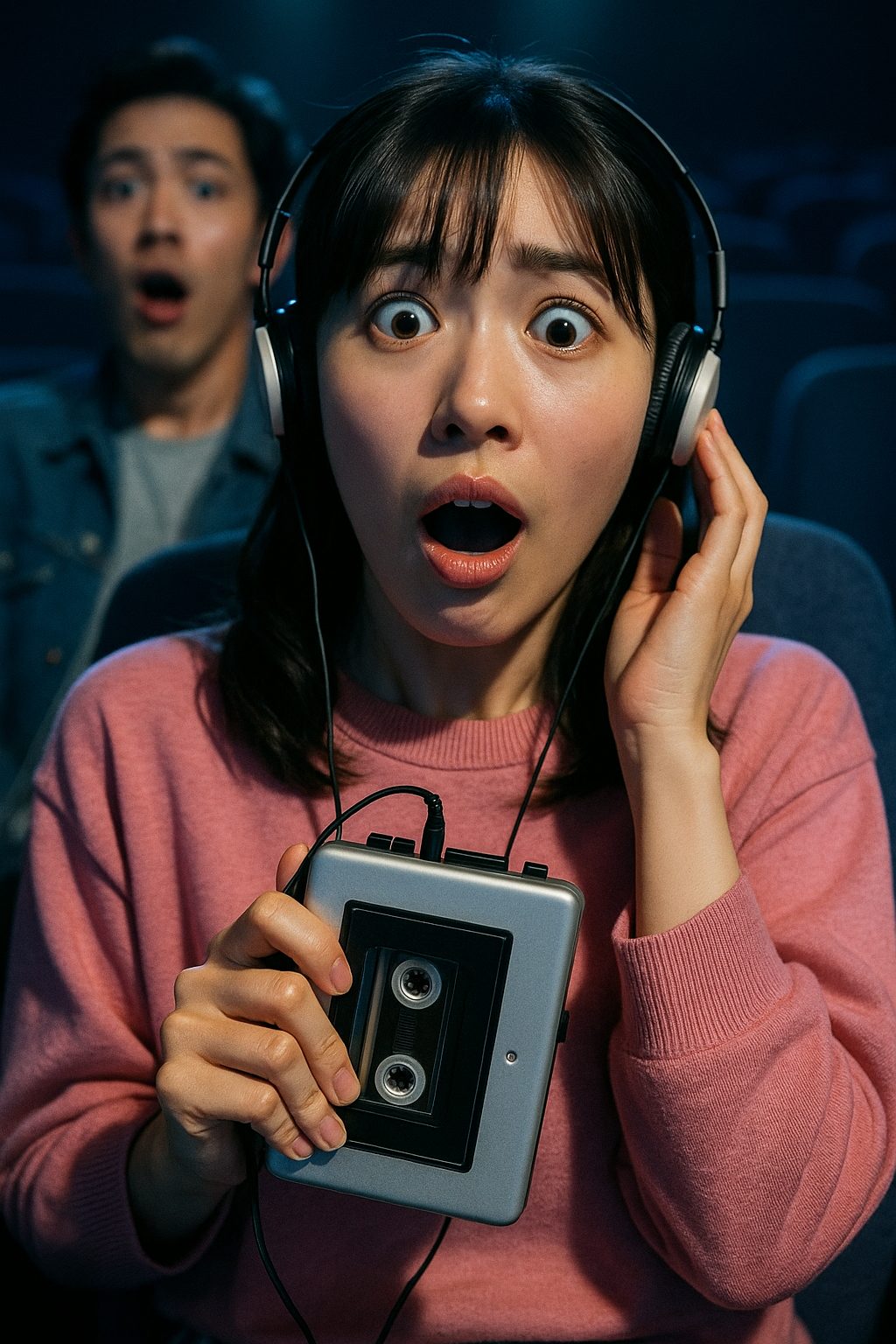 驚きの瞬間とカセットプレーヤー