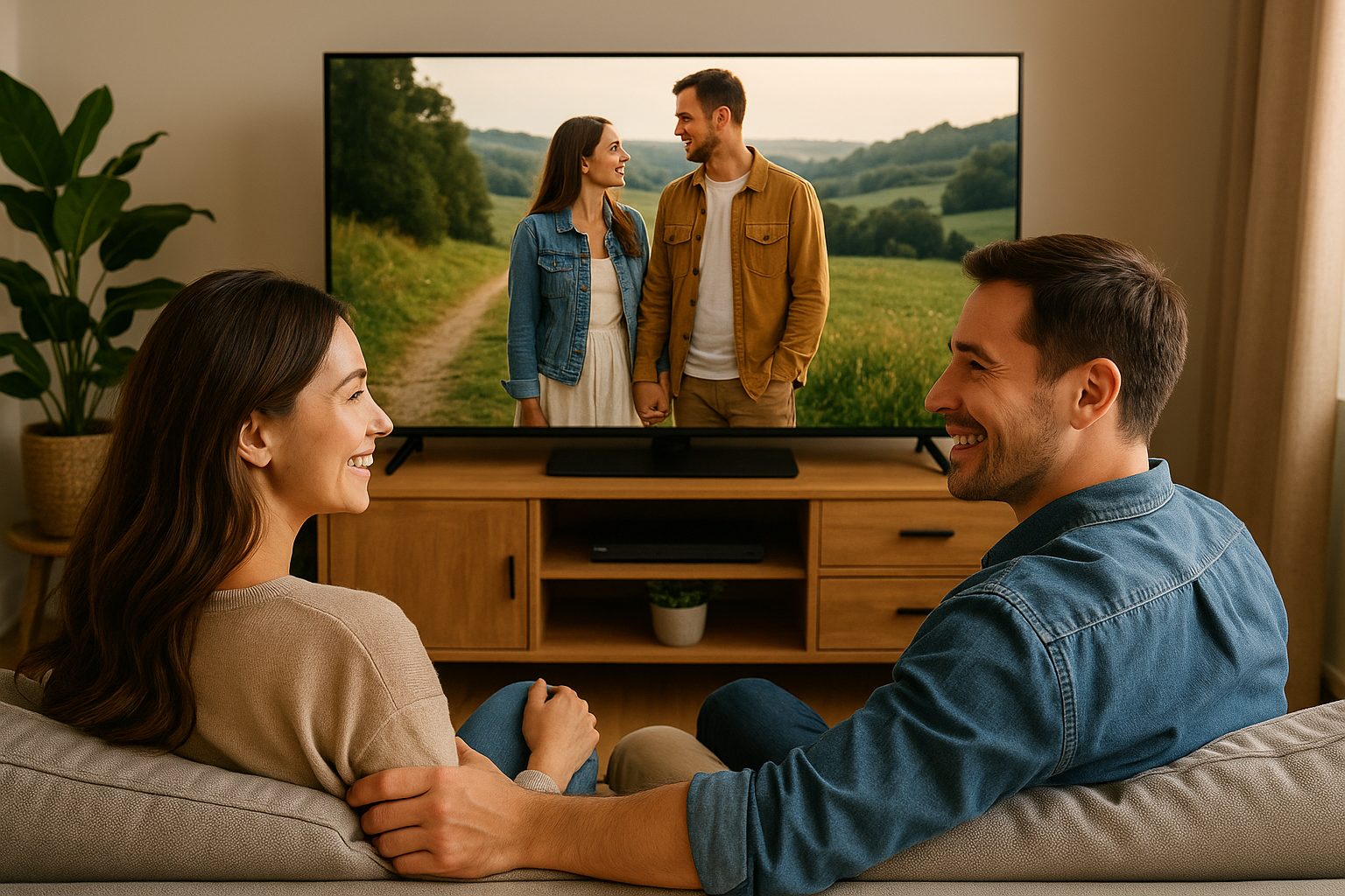 映画を楽しむカップルの午後