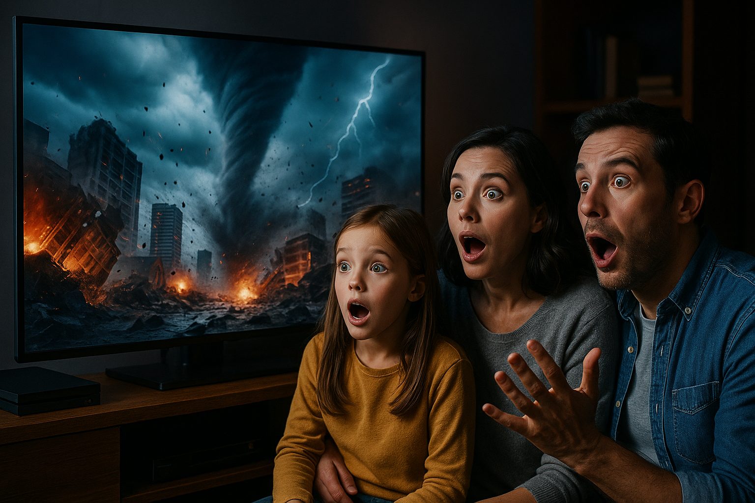 家族と迫力の映画シーン