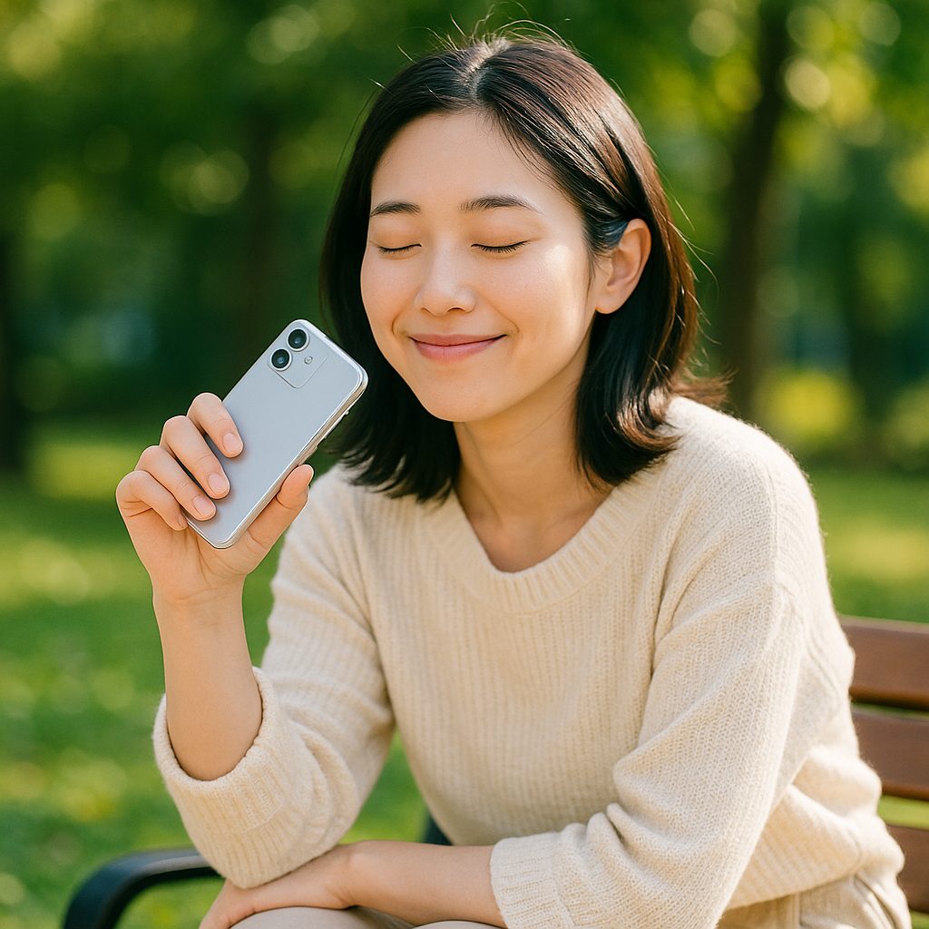 公園でくつろぐ女性