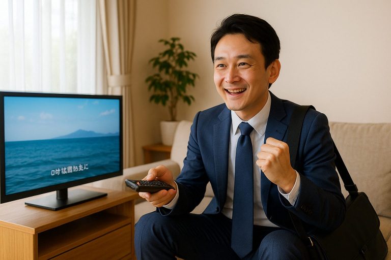 テレビを見つめる若者