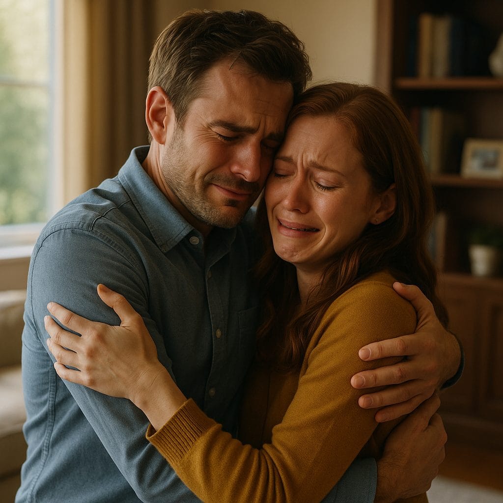 感動的な抱擁の瞬間