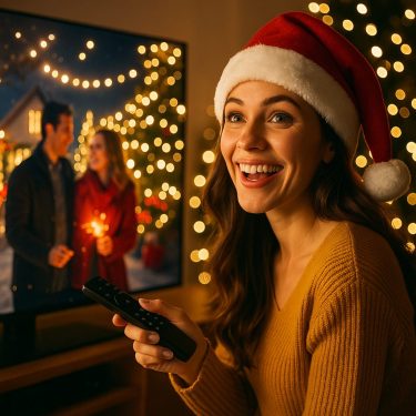 クリスマス映画を楽しむ笑顔