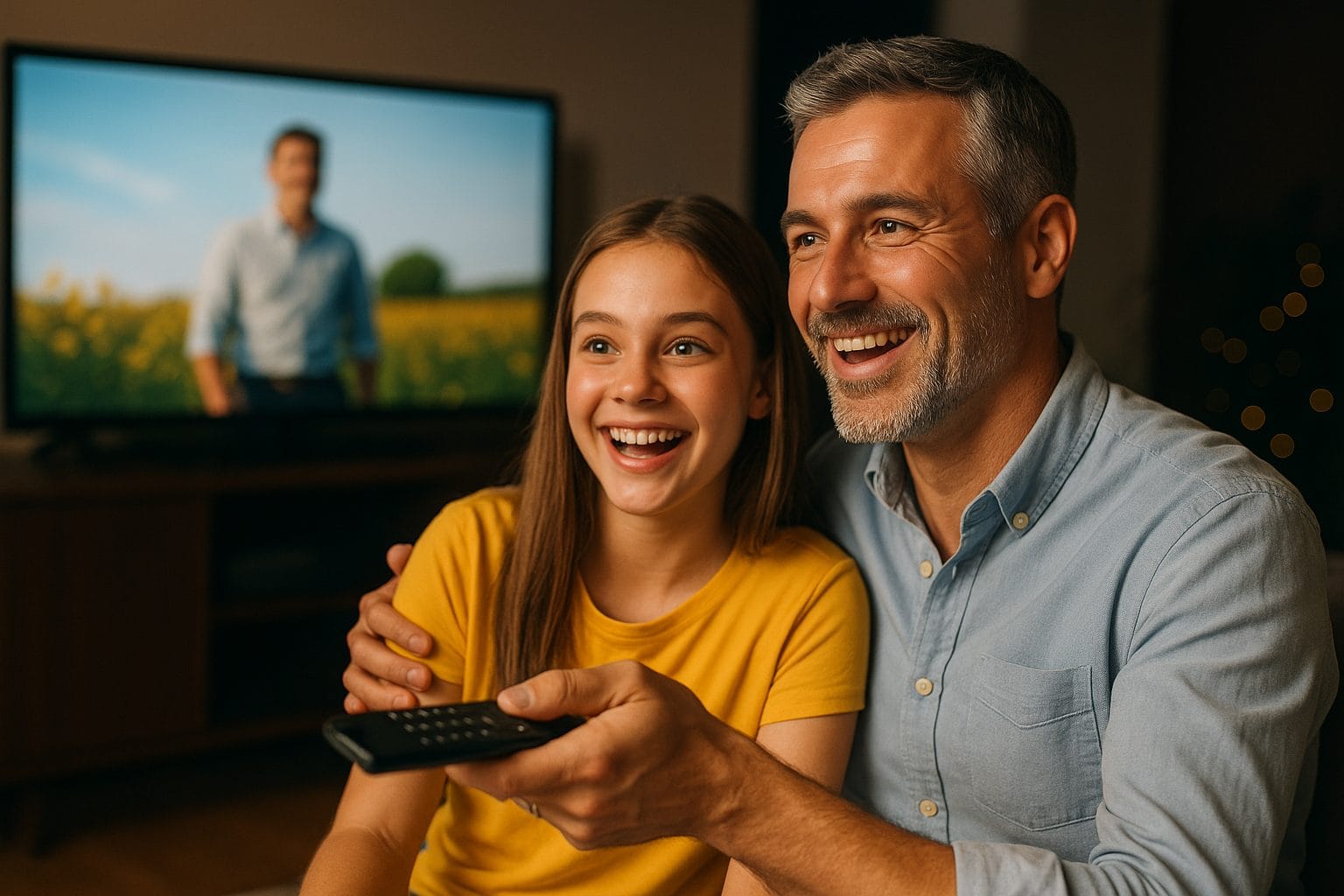 映画を楽しむ親子