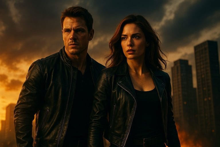 都市の夕暮れ、緊張の瞬間