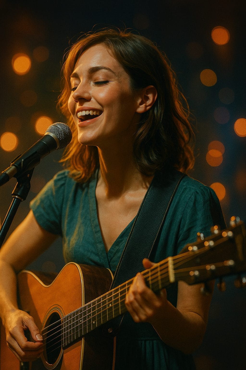 ステージで歌う女性シンガー