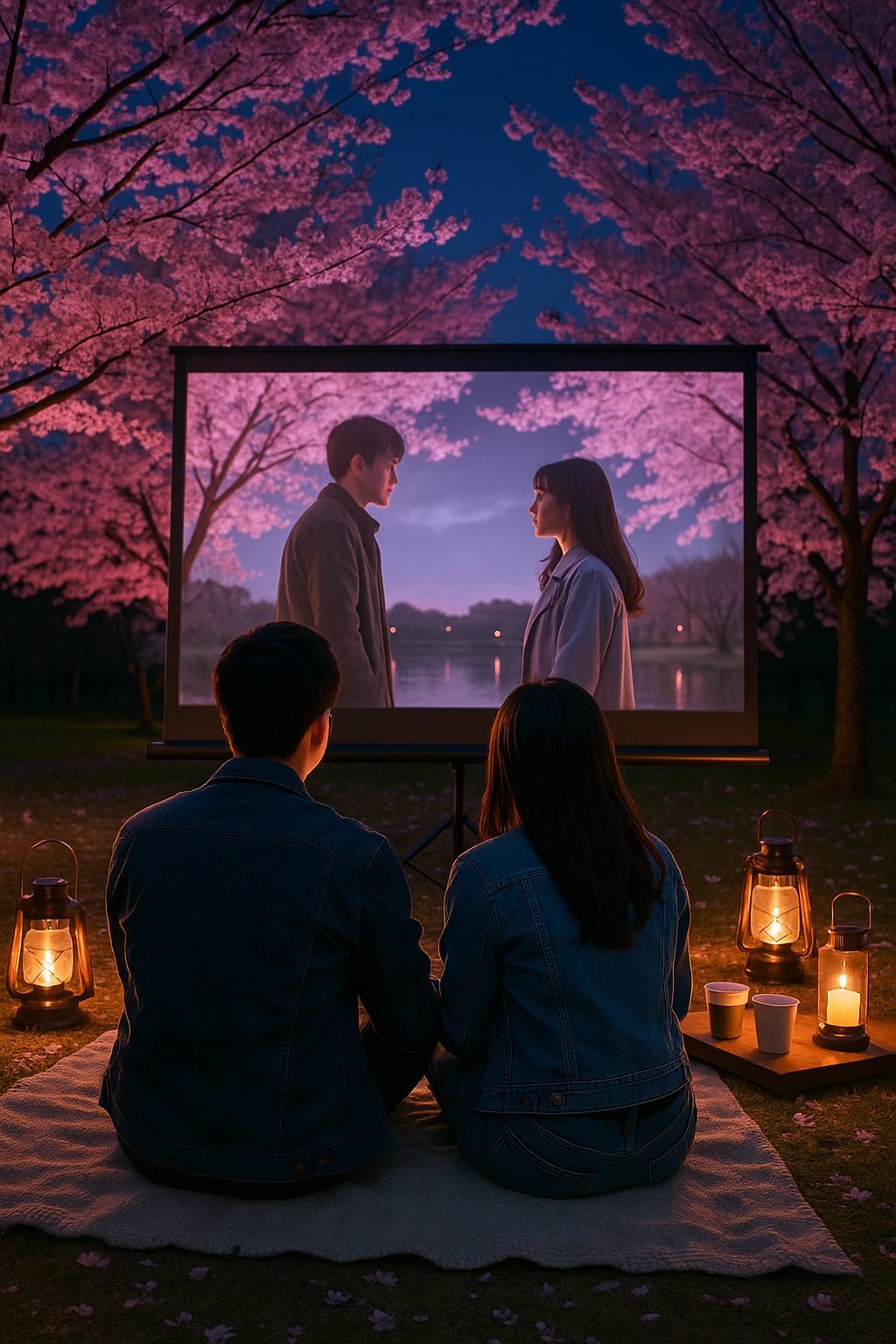 桜の下で映画鑑賞 (1)