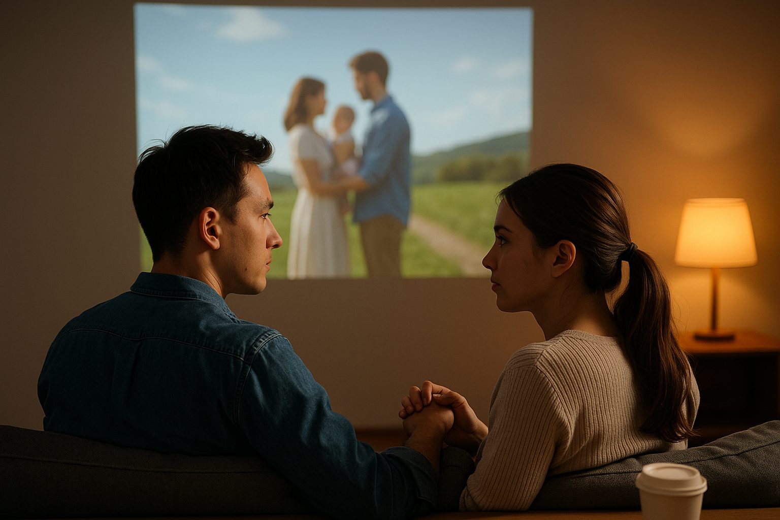 映画を見つめる二人