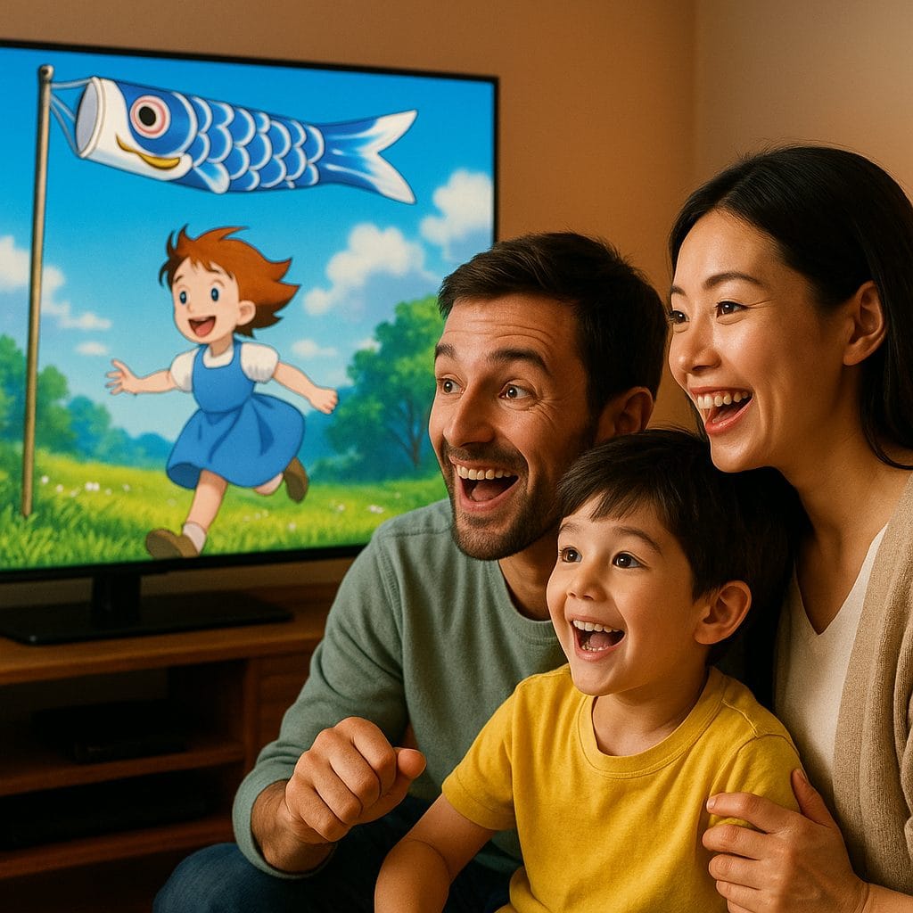 こいのぼりと家族の笑顔