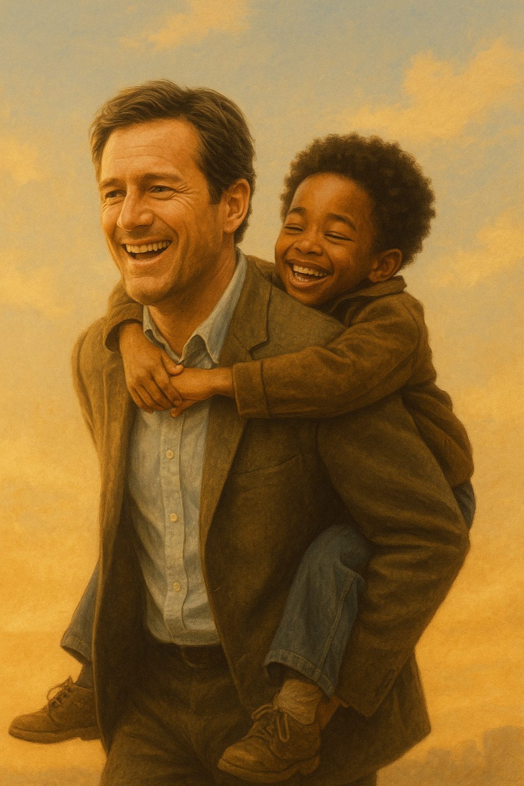 夕日に照らされた笑顔のひととき