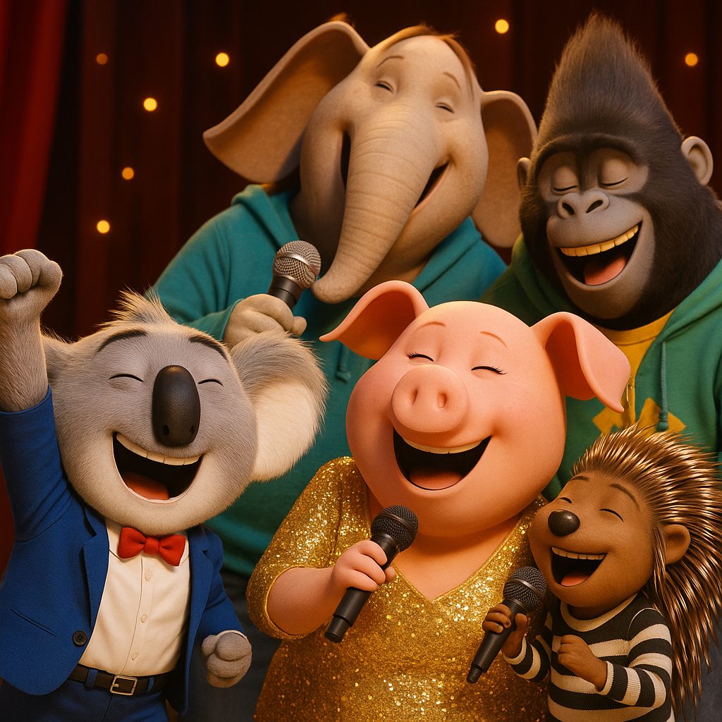 ステージで歌う動物たち